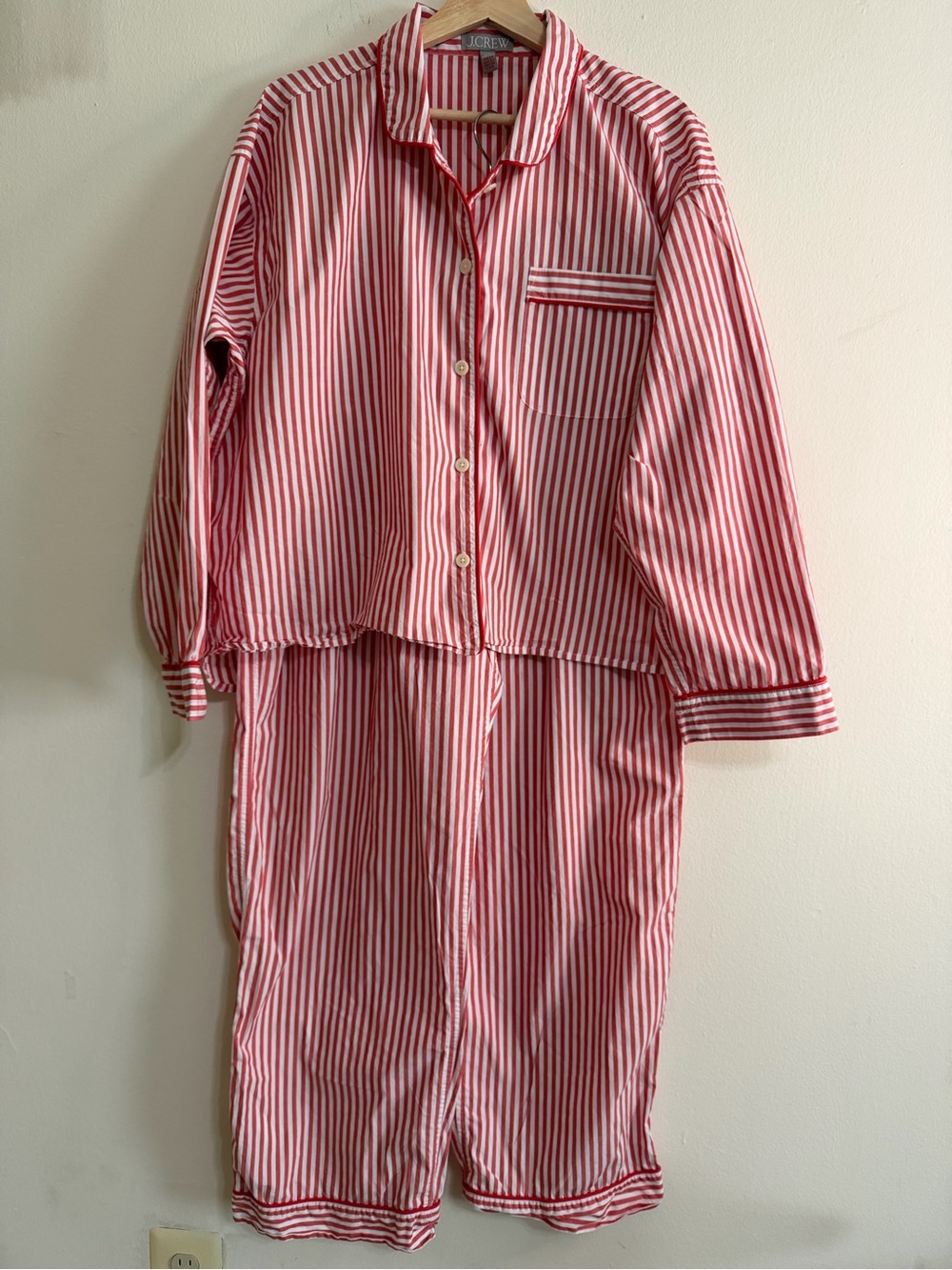 J. Crew Pink & White Striped Button-Front Pajama Set - Picture 4 of 6